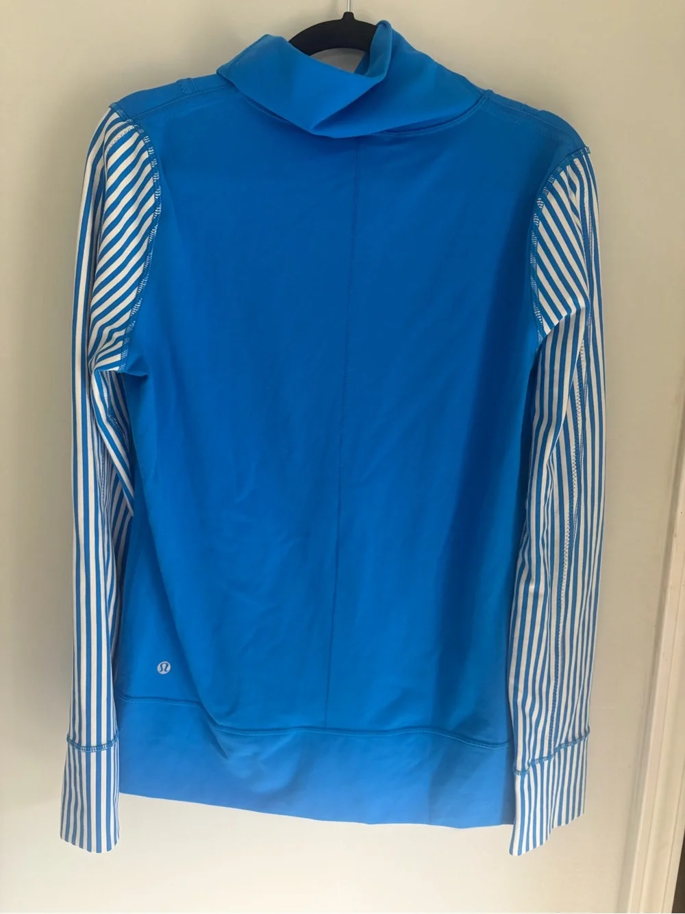 lululemon athletica Bright Blue Zip Jacket with Striped Sleeves size 10